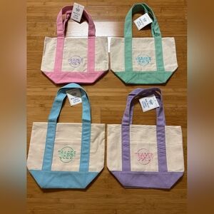 Canvas Tote Bag - Pink, Green, Blue, Purple Options